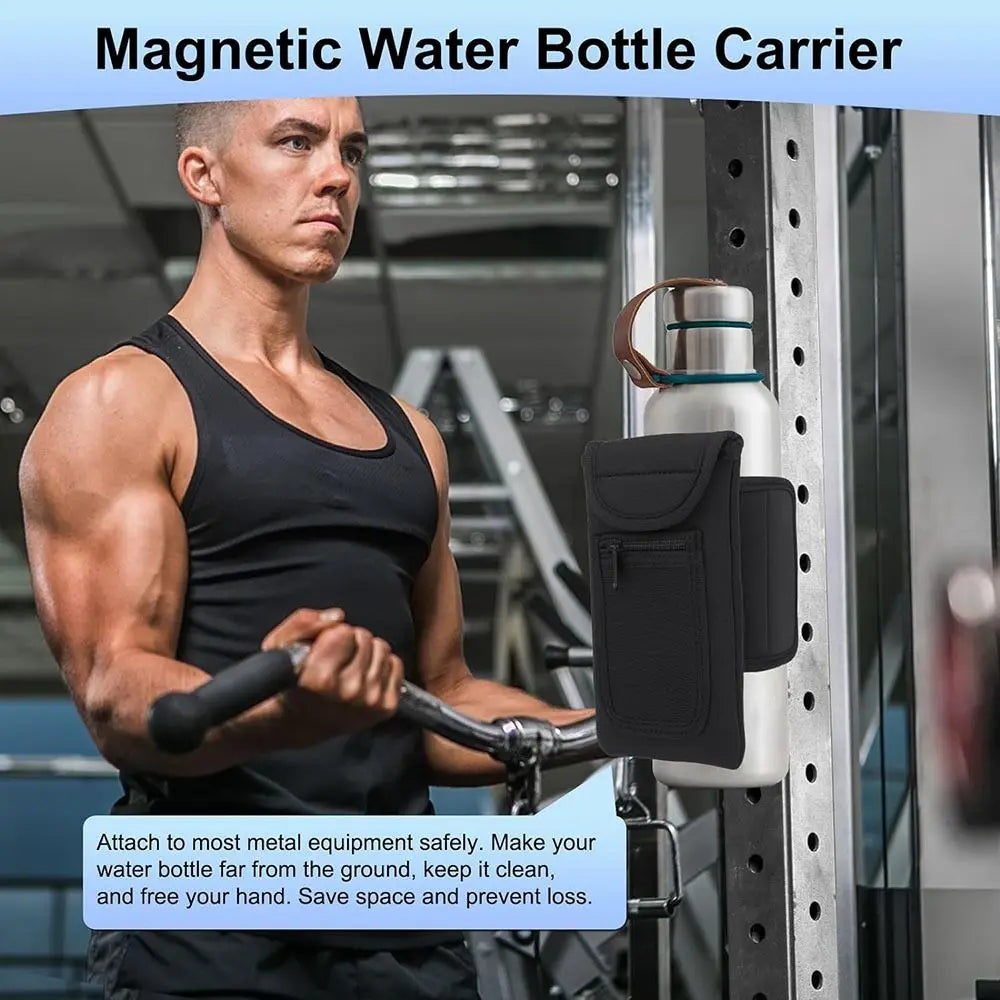 Universa Magnetic Gym Water Bottle Bag Holder Built-in Magnet for Easy Attachment to Metal Surface, Magnetic Bottle Sleeve Pouch