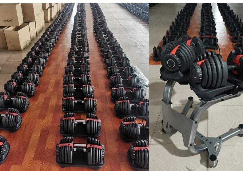 Adjustable Dumbbell Set 52.5lb /24kg Workout Weight Lifting Muscle Exercise Gym Home Fitness Equipment With Rack